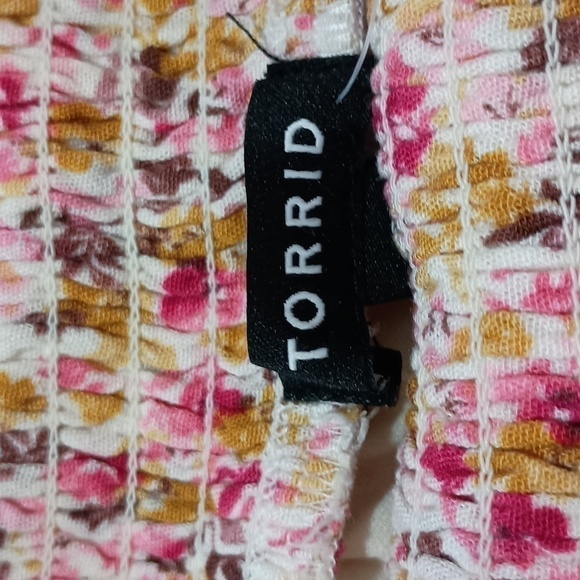 Torrid NWT Floral Elastic Waist Tea Length Skirt Size 2 equivalent to an 18-20 - Picture 3 of 12